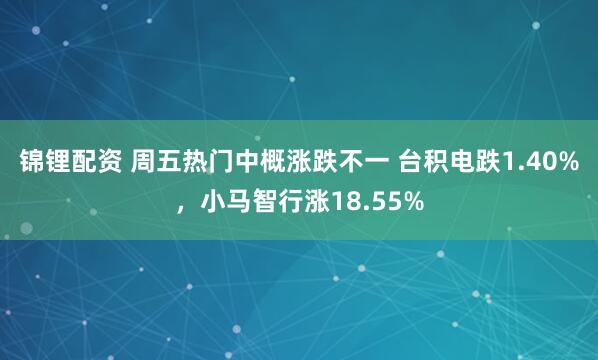 锦锂配资 周五热门中概涨跌不一 台积电跌1.40%，小马智行涨18.55%